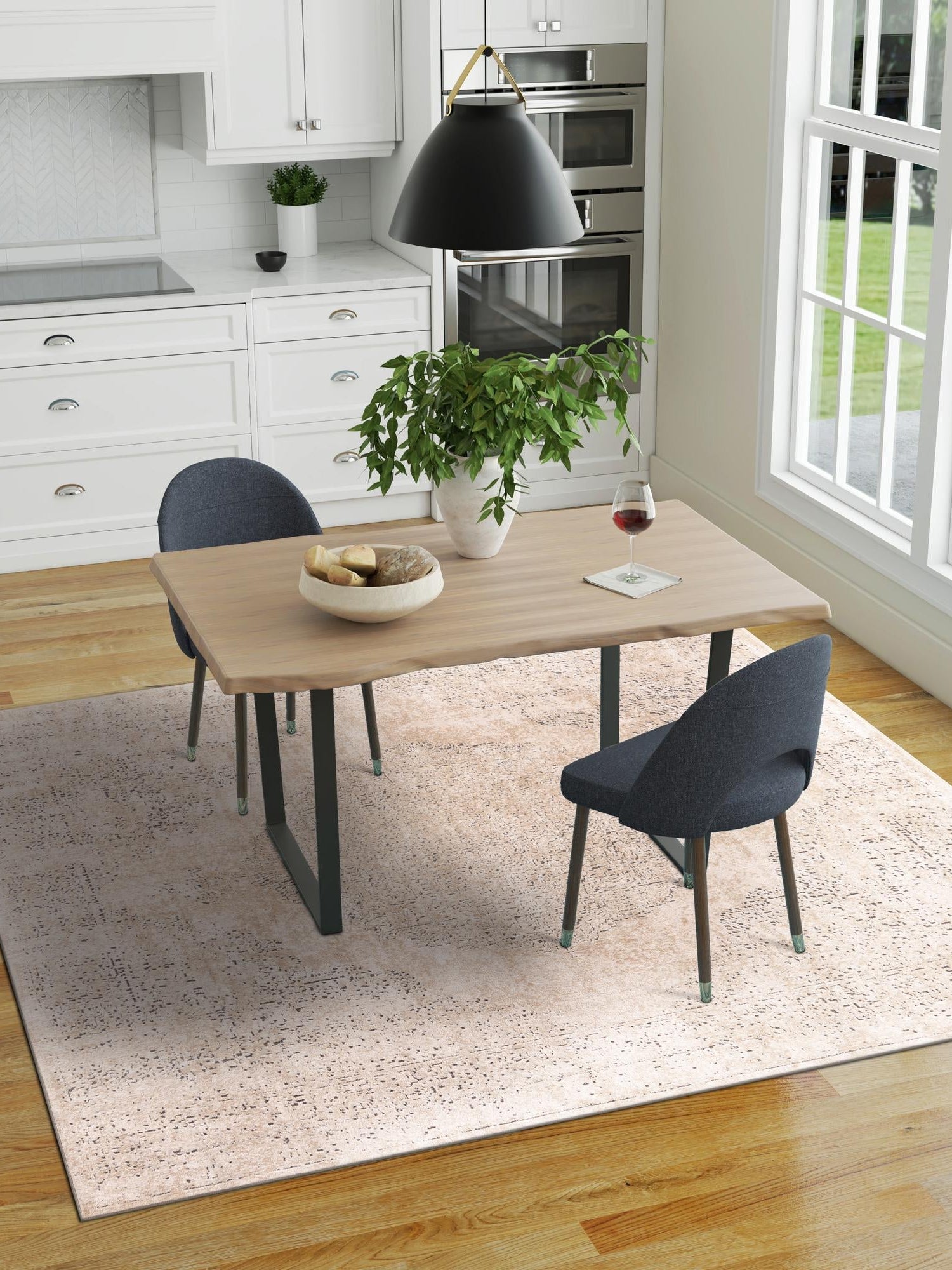 Ivory 4' 1 x 4' 1 Portland Square Area Rug 85% Polypropylene & 15% Polyester Vintage Distressed Traditional Carpet for Home Decor for Sale at Rug Engine