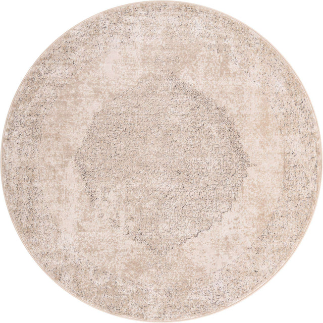 Ivory 7' 1 x 7' 1 Portland Round Area Rug 85% Polypropylene & 15% Polyester Vintage Distressed Traditional Carpet for Home Decor for Sale at Rug Engine