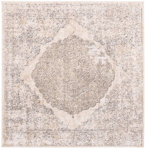 Ivory 6' 1 x 6' 1 Portland Square Area Rug 85% Polypropylene & 15% Polyester Vintage Distressed Traditional Carpet for Home Decor for Sale at Rug Engine