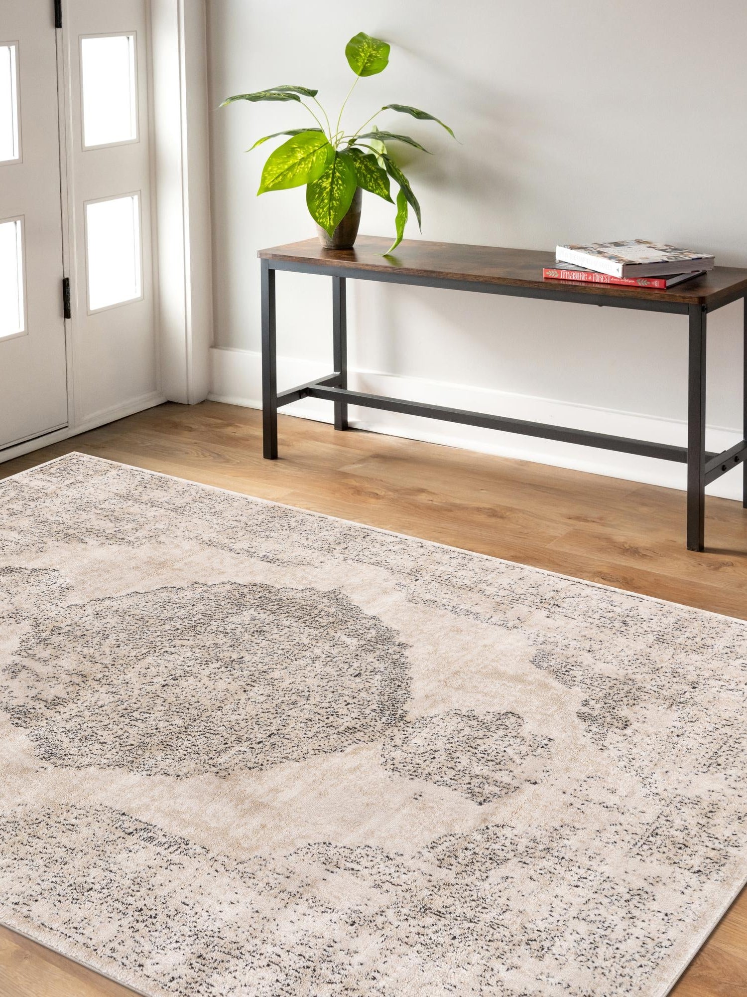 Ivory 5' 3 x 8' Portland Rectangle Area Rug 85% Polypropylene & 15% Polyester Vintage Distressed Traditional Carpet for Home Decor for Sale at Rug Engine