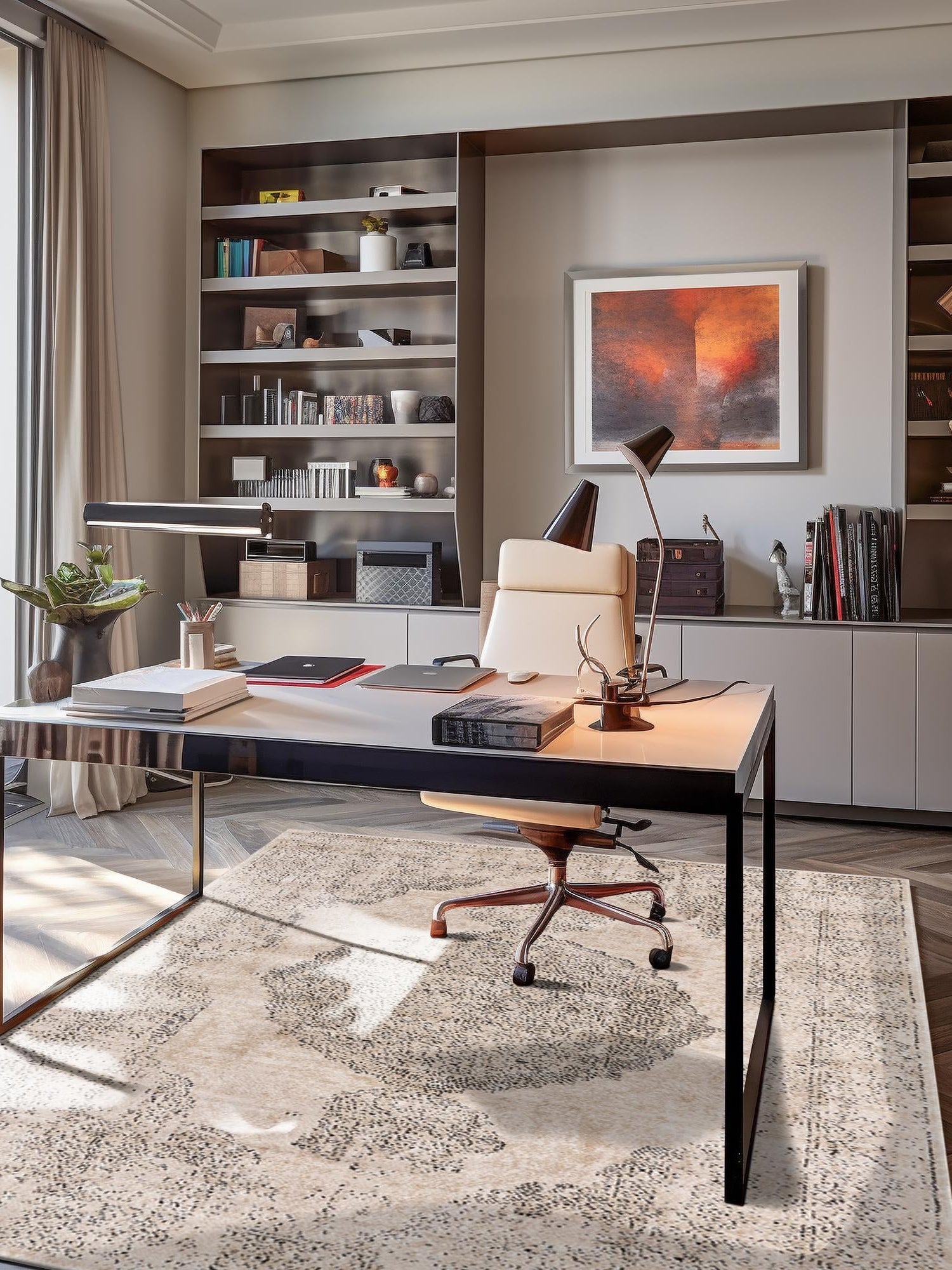 Ivory 5' 3 x 8' Portland Rectangle Area Rug 85% Polypropylene & 15% Polyester Vintage Distressed Traditional Carpet for Home Decor for Sale at Rug Engine