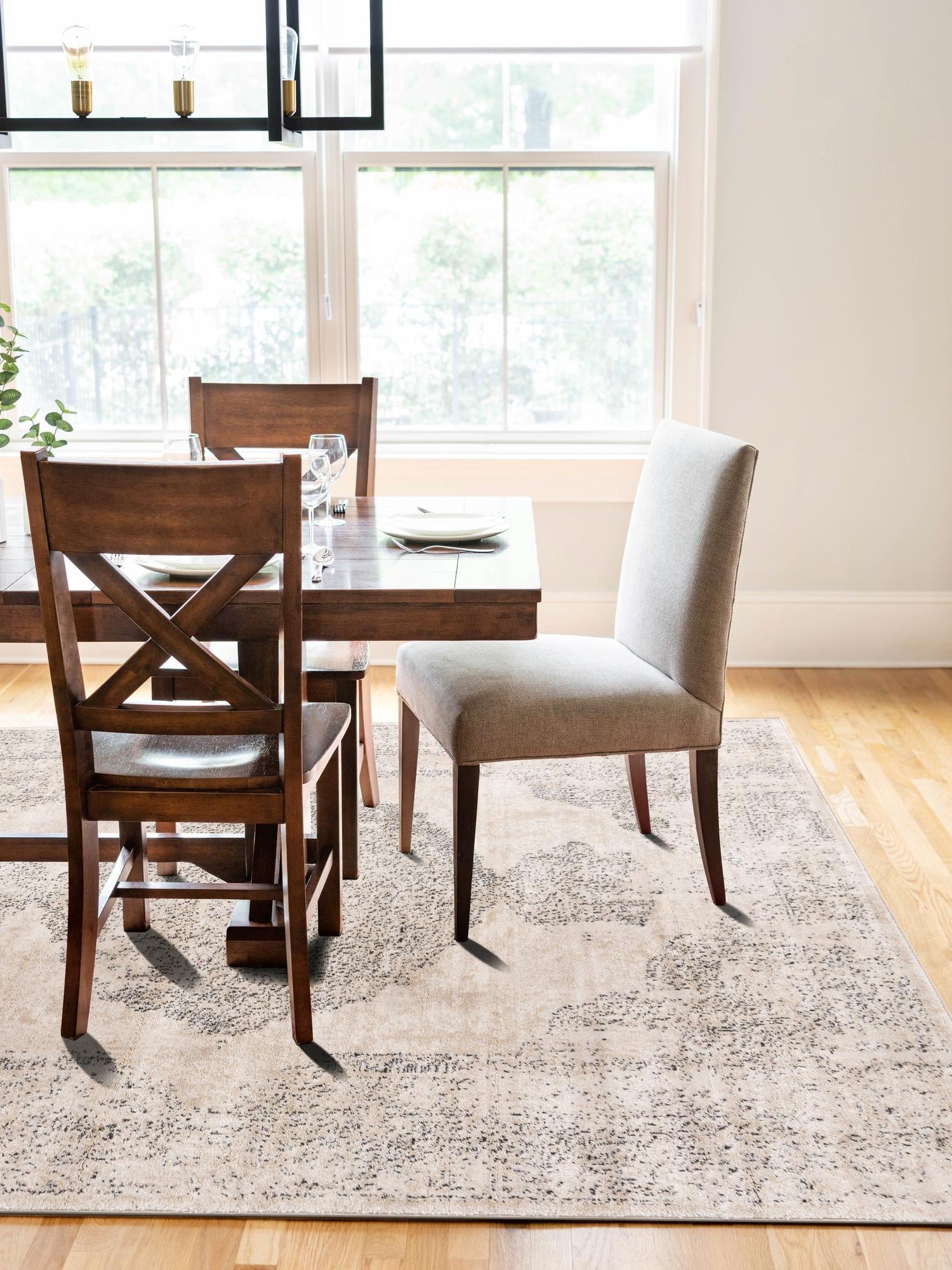 Ivory 5' 3 x 8' Portland Rectangle Area Rug 85% Polypropylene & 15% Polyester Vintage Distressed Traditional Carpet for Home Decor for Sale at Rug Engine