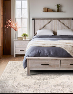 Ivory 2' 2 x 3' 1 Portland Rectangle Area Rug 85% Polypropylene & 15% Polyester Vintage Distressed Traditional Carpet for Home Decor for Sale at Rug Engine