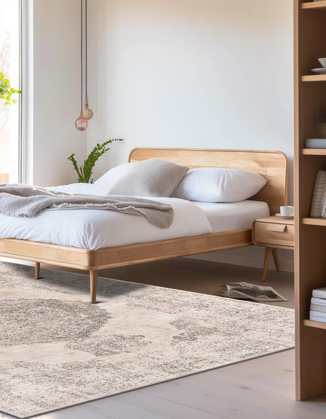 Ivory 9' x 12' Portland Rectangle Area Rug 85% Polypropylene & 15% Polyester Vintage Distressed Traditional Carpet for Home Decor for Sale at Rug Engine