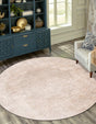 Ivory 5' 3 x 5' 3 Portland Round Area Rug 85% Polypropylene & 15% Polyester Vintage Distressed Traditional Carpet for Home Decor for Sale at Rug Engine