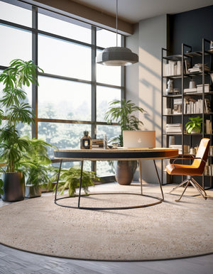 Ivory 5' 3 x 5' 3 Portland Round Area Rug 85% Polypropylene & 15% Polyester Vintage Distressed Traditional Carpet for Home Decor for Sale at Rug Engine