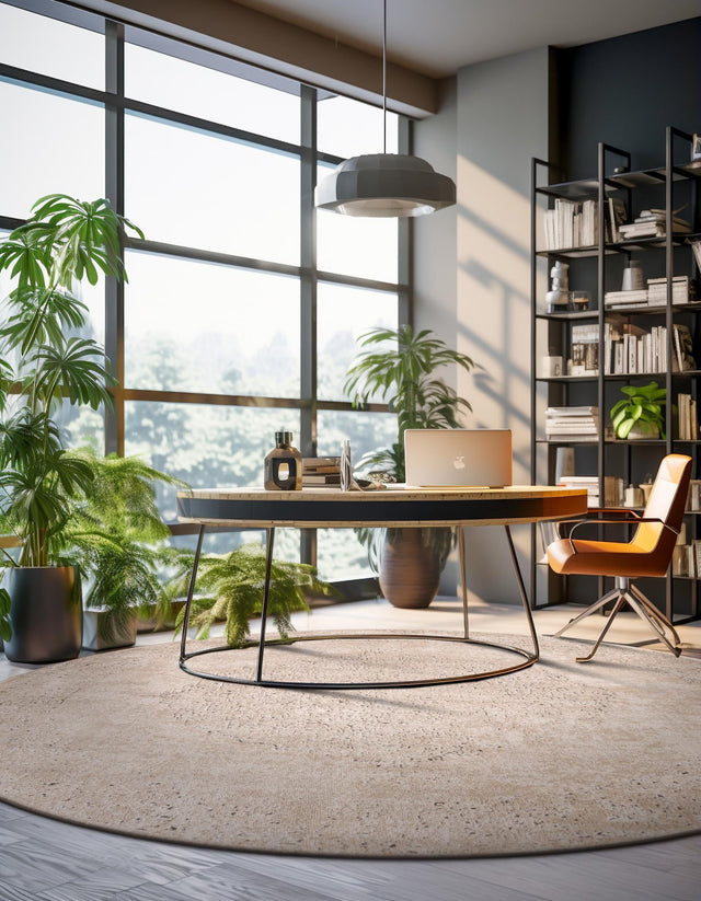 Ivory 5' 3 x 5' 3 Portland Round Area Rug 85% Polypropylene & 15% Polyester Vintage Distressed Traditional Carpet for Home Decor for Sale at Rug Engine