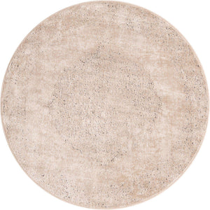 Ivory 5' 3 x 5' 3 Portland Round Area Rug 85% Polypropylene & 15% Polyester Vintage Distressed Traditional Carpet for Home Decor for Sale at Rug Engine
