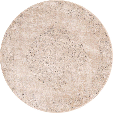 Ivory 5' 3 x 5' 3 Portland Round Area Rug 85% Polypropylene & 15% Polyester Vintage Distressed Traditional Carpet for Home Decor for Sale at Rug Engine