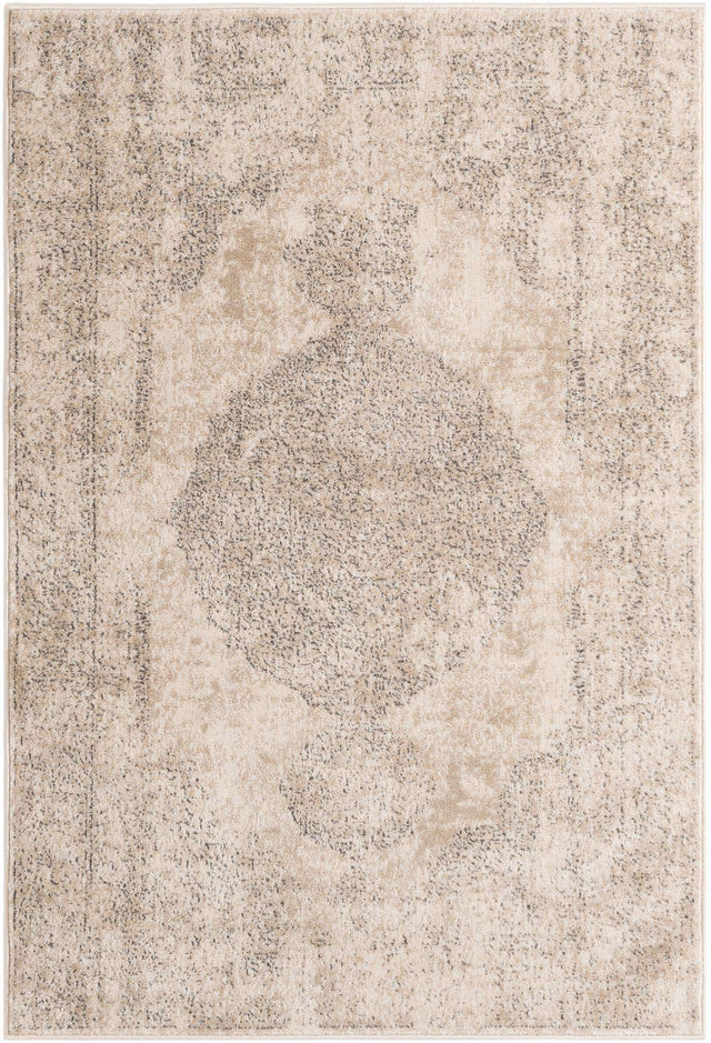 Ivory 4' 1 x 6' 1 Portland Rectangle Area Rug 85% Polypropylene & 15% Polyester Vintage Distressed Traditional Carpet for Home Decor for Sale at Rug Engine