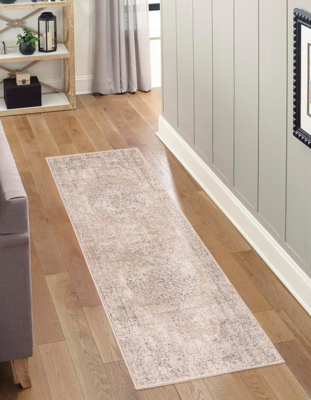 Ivory 2' x 6' 1 Portland Runner Area Rug 85% Polypropylene & 15% Polyester Vintage Distressed Traditional Carpet for Home Decor for Sale at Rug Engine