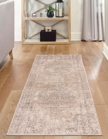 Ivory 2' x 8' Portland Runner Area Rug 85% Polypropylene & 15% Polyester Vintage Distressed Traditional Carpet for Home Decor for Sale at Rug Engine