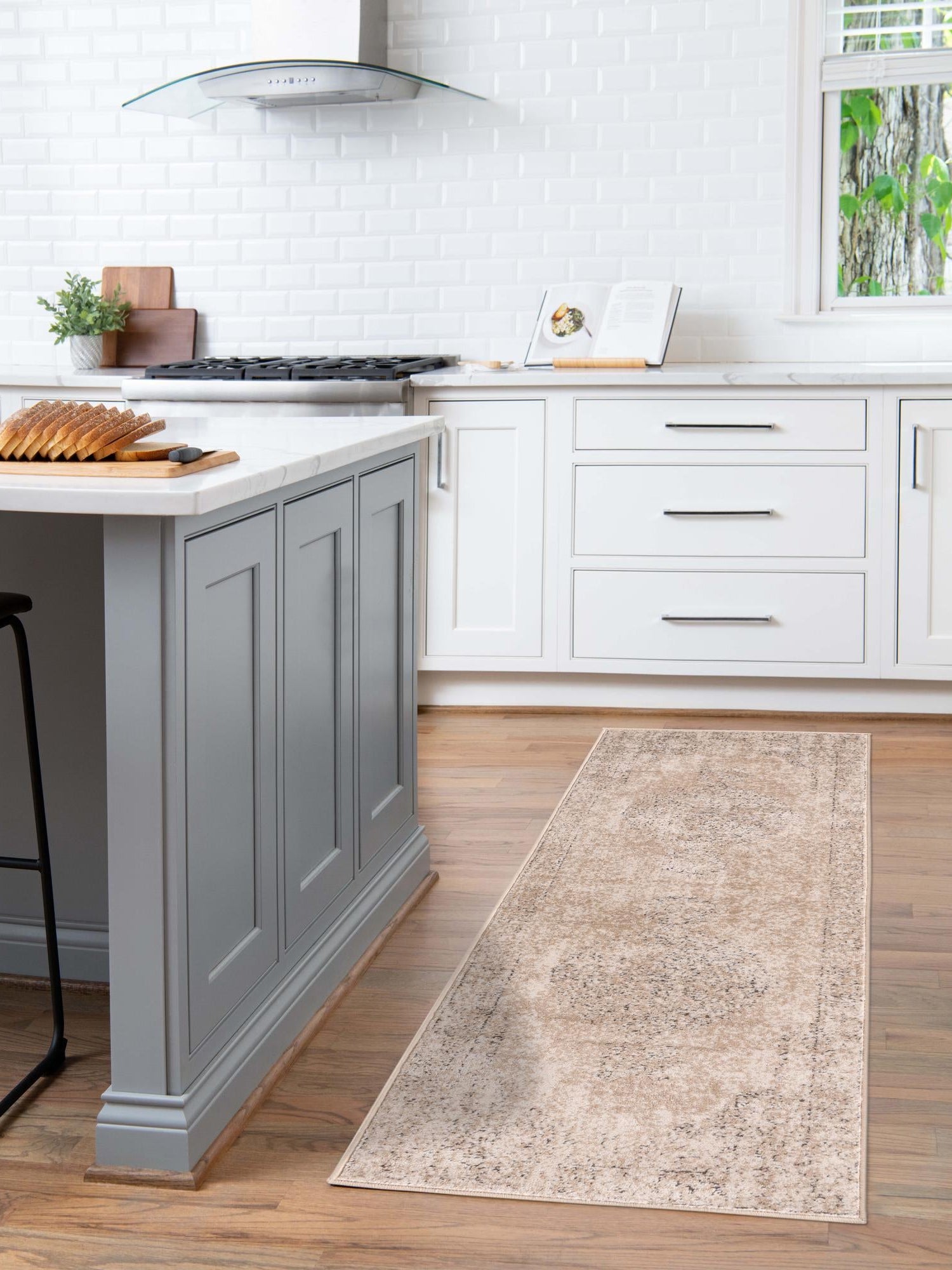 Ivory 2' x 8' Portland Runner Area Rug 85% Polypropylene & 15% Polyester Vintage Distressed Traditional Carpet for Home Decor for Sale at Rug Engine