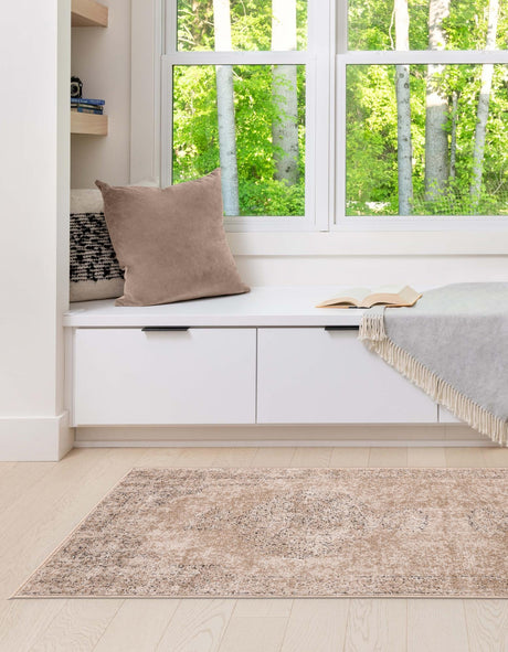 Ivory 2' x 6' 1 Portland Runner Area Rug 85% Polypropylene & 15% Polyester Vintage Distressed Traditional Carpet for Home Decor for Sale at Rug Engine
