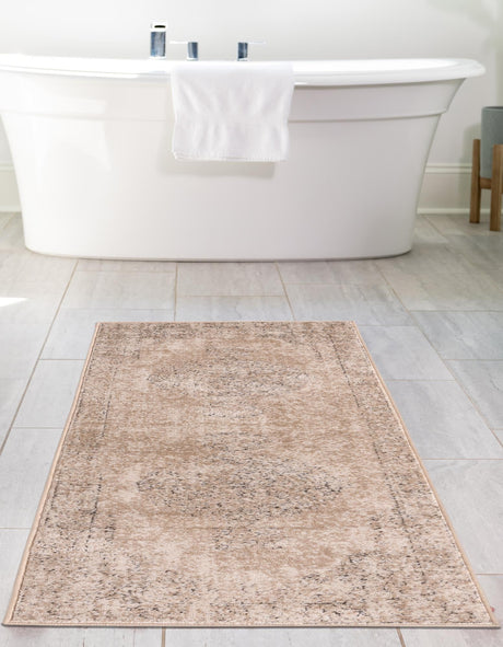 Ivory 2' 2 x 12' Portland Runner Area Rug 85% Polypropylene & 15% Polyester Vintage Distressed Traditional Carpet for Home Decor for Sale at Rug Engine