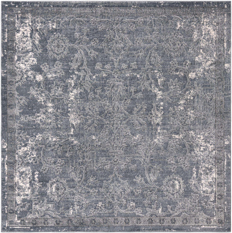 Gray 7' 10 x 7' 10 Portland Square Area Rug 85% Polypropylene & 15% Polyester Vintage Distressed Traditional Carpet for Home Decor for Sale at Rug Engine