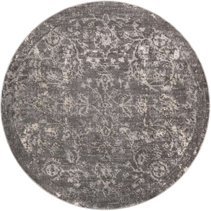 Gray 7' 1 x 7' 1 Portland Round Area Rug 85% Polypropylene & 15% Polyester Vintage Distressed Traditional Carpet for Home Decor for Sale at Rug Engine