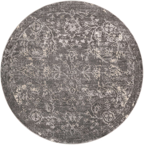 Gray 7' 1 x 7' 1 Portland Round Area Rug 85% Polypropylene & 15% Polyester Vintage Distressed Traditional Carpet for Home Decor for Sale at Rug Engine