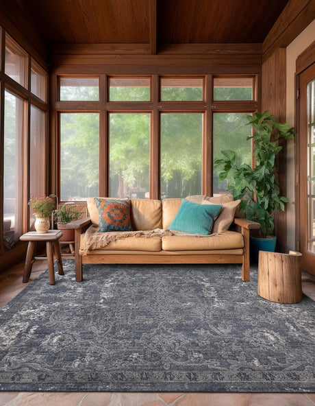 Gray 4' 1 x 4' 1 Portland Square Area Rug 85% Polypropylene & 15% Polyester Vintage Distressed Traditional Carpet for Home Decor for Sale at Rug Engine