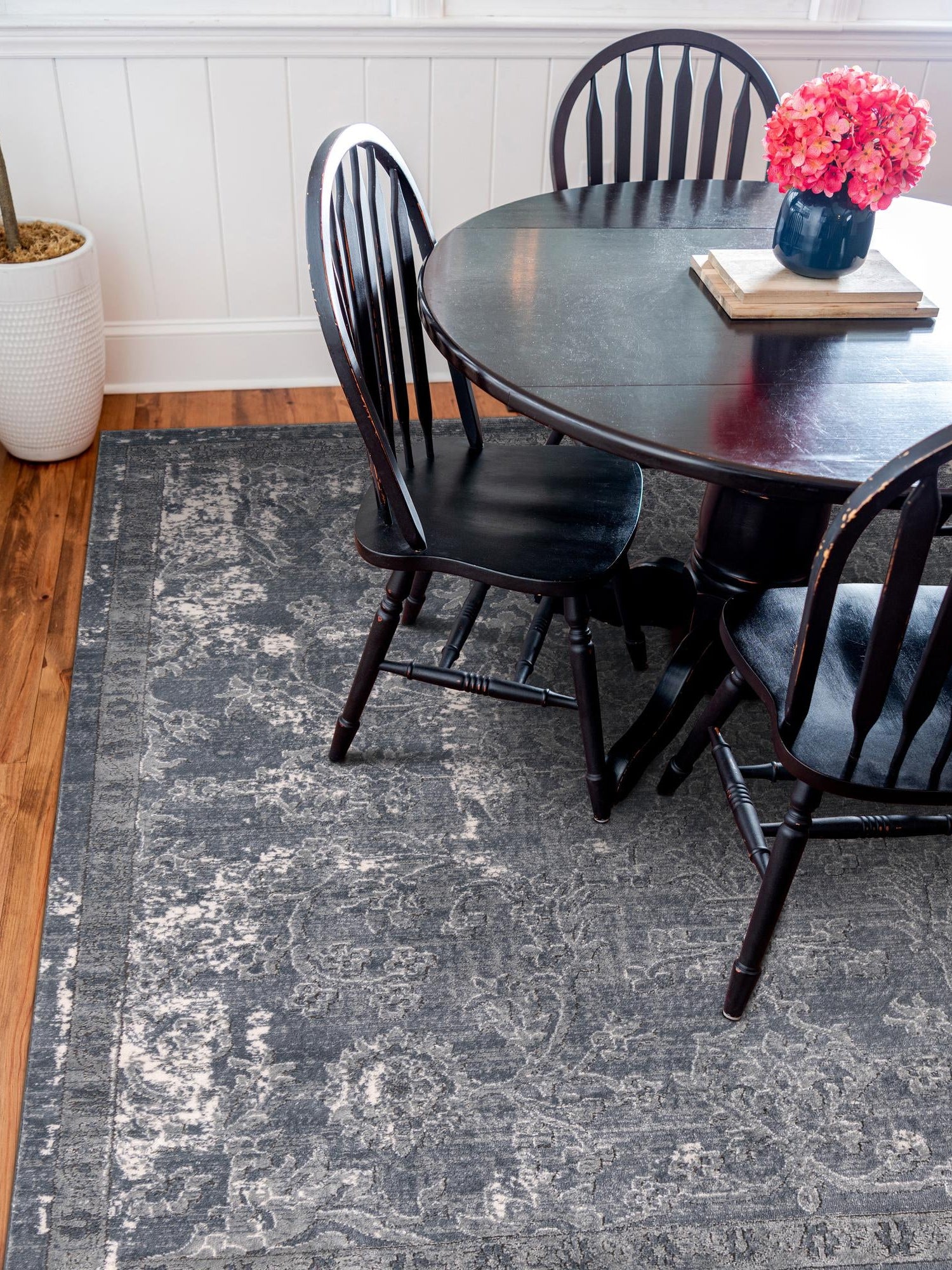 Gray 7' 10 x 7' 10 Portland Square Area Rug 85% Polypropylene & 15% Polyester Vintage Distressed Traditional Carpet for Home Decor for Sale at Rug Engine