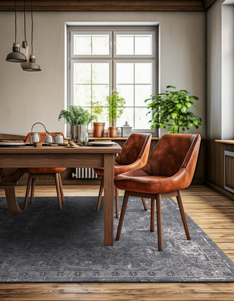 Gray 4' 1 x 4' 1 Portland Square Area Rug 85% Polypropylene & 15% Polyester Vintage Distressed Traditional Carpet for Home Decor for Sale at Rug Engine