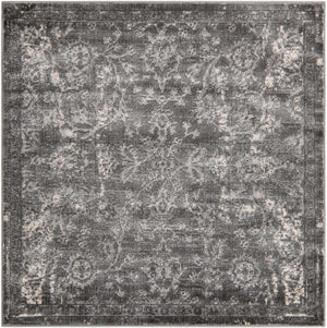 Gray 6' 1 x 6' 1 Portland Square Area Rug 85% Polypropylene & 15% Polyester Vintage Distressed Traditional Carpet for Home Decor for Sale at Rug Engine