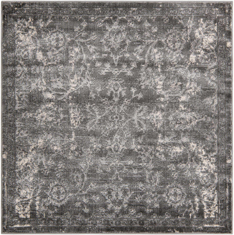 Gray 6' 1 x 6' 1 Portland Square Area Rug 85% Polypropylene & 15% Polyester Vintage Distressed Traditional Carpet for Home Decor for Sale at Rug Engine