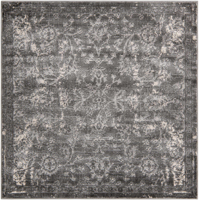 Gray 6' 1 x 6' 1 Portland Square Area Rug 85% Polypropylene & 15% Polyester Vintage Distressed Traditional Carpet for Home Decor for Sale at Rug Engine