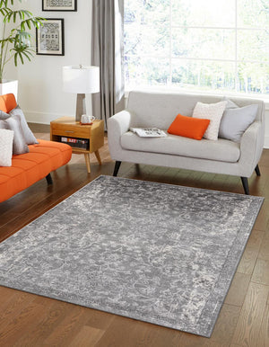 Gray 5' 3 x 8' Portland Rectangle Area Rug 85% Polypropylene & 15% Polyester Vintage Distressed Traditional Carpet for Home Decor for Sale at Rug Engine