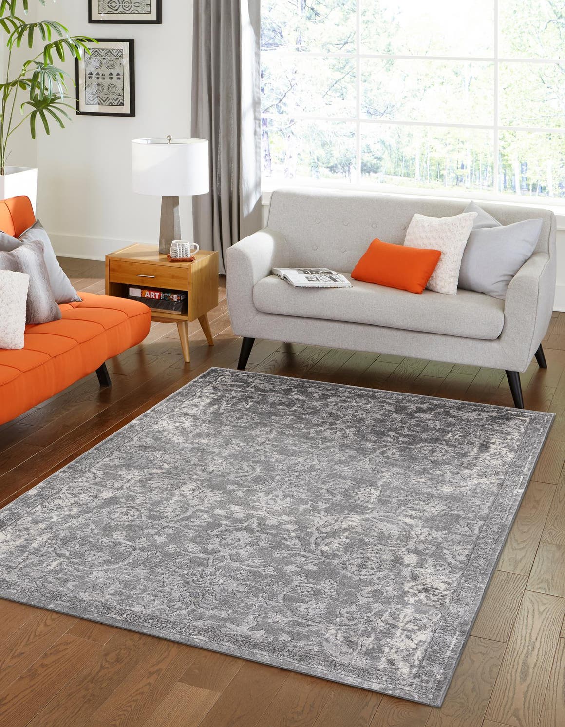 Gray 10' x 13' 1 Portland Rectangle Area Rug 85% Polypropylene & 15% Polyester Vintage Distressed Traditional Carpet for Home Decor for Sale at Rug Engine