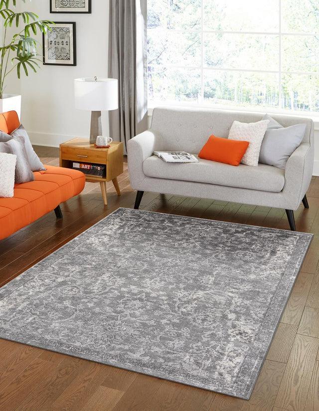 Gray 7' 1 x 10' Portland Rectangle Area Rug 85% Polypropylene & 15% Polyester Vintage Distressed Traditional Carpet for Home Decor for Sale at Rug Engine