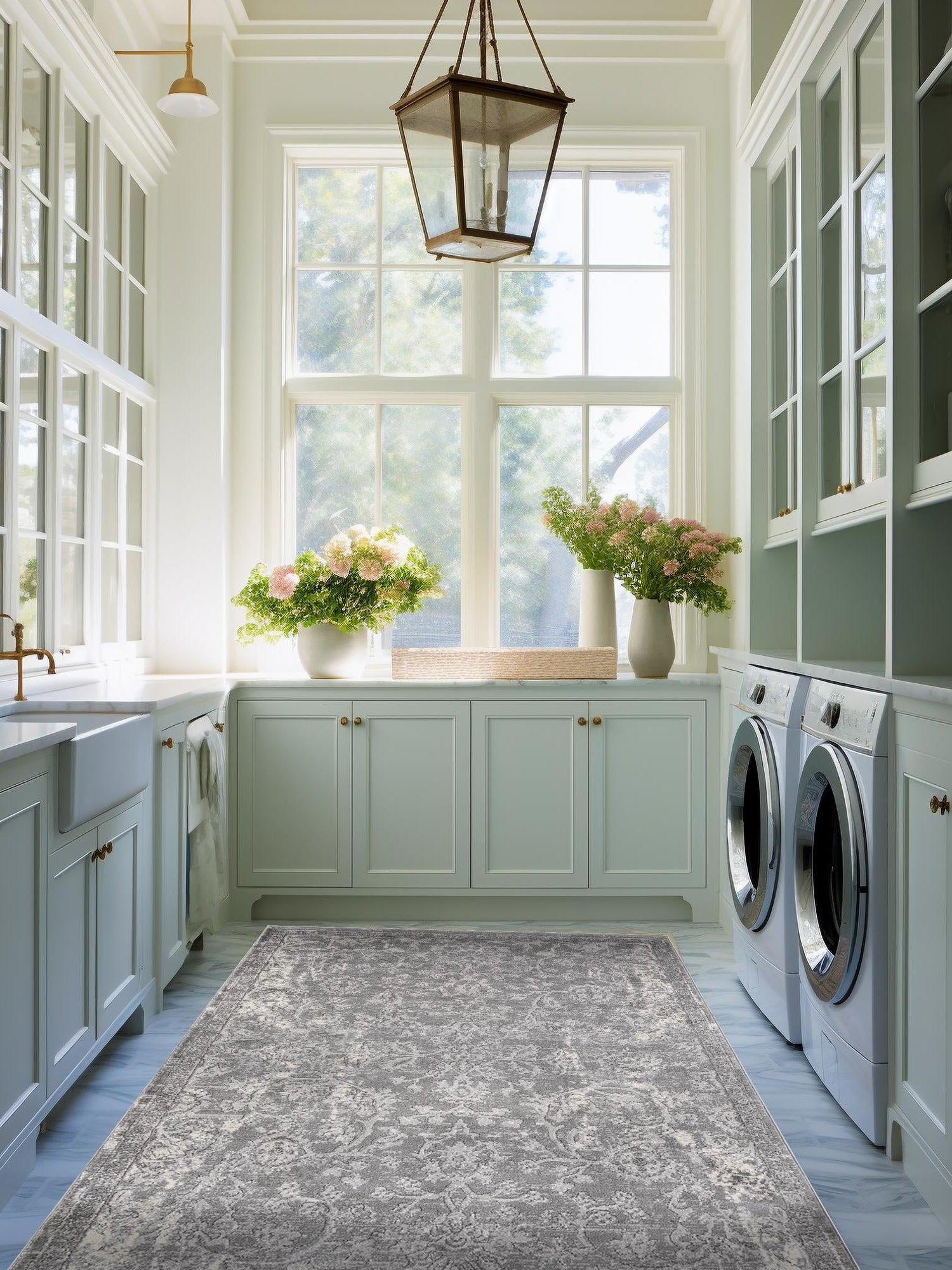 Gray 7' 1 x 10' Portland Rectangle Area Rug 85% Polypropylene & 15% Polyester Vintage Distressed Traditional Carpet for Home Decor for Sale at Rug Engine