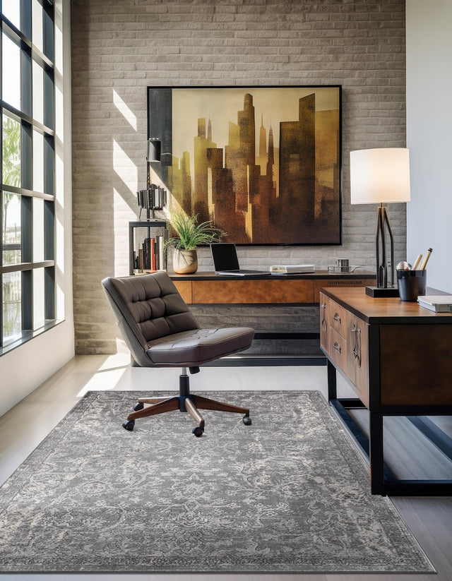 Gray 10' x 13' 1 Portland Rectangle Area Rug 85% Polypropylene & 15% Polyester Vintage Distressed Traditional Carpet for Home Decor for Sale at Rug Engine