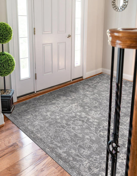 Gray 10' x 14' 1 Portland Rectangle Area Rug 85% Polypropylene & 15% Polyester Vintage Distressed Traditional Carpet for Home Decor for Sale at Rug Engine