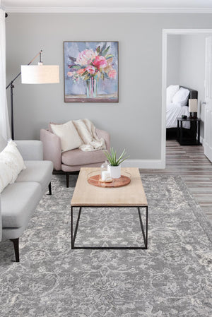 Gray 6' 1 x 9' Portland Rectangle Area Rug 85% Polypropylene & 15% Polyester Vintage Distressed Traditional Carpet for Home Decor for Sale at Rug Engine