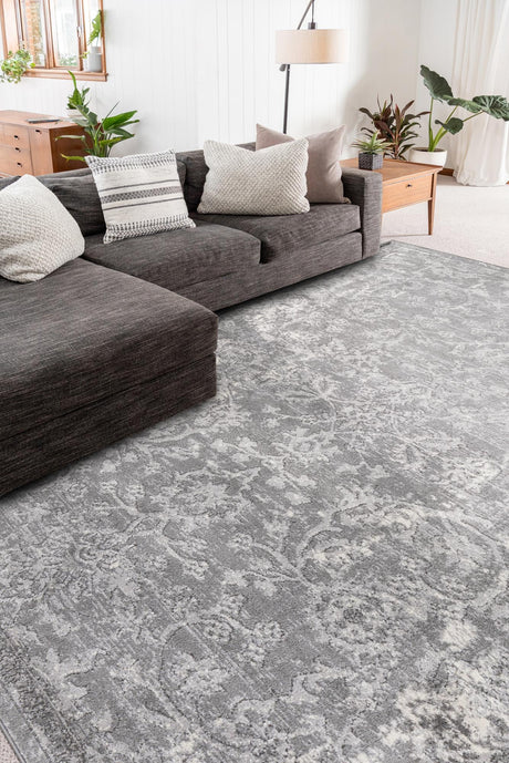 Gray 7' 10 x 10' Portland Rectangle Area Rug 85% Polypropylene & 15% Polyester Vintage Distressed Traditional Carpet for Home Decor for Sale at Rug Engine