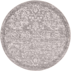 Gray 5' 3 x 5' 3 Portland Round Area Rug 85% Polypropylene & 15% Polyester Vintage Distressed Traditional Carpet for Home Decor for Sale at Rug Engine