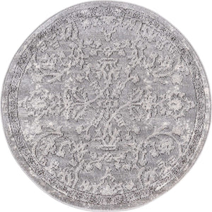 Gray 3' 1 x 3' 1 Portland Round Area Rug 85% Polypropylene & 15% Polyester Vintage Distressed Traditional Carpet for Home Decor for Sale at Rug Engine