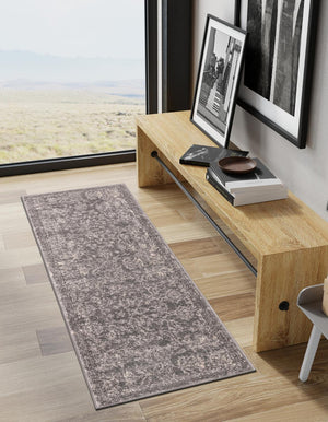 Gray 2' x 6' 1 Portland Runner Area Rug 85% Polypropylene & 15% Polyester Vintage Distressed Traditional Carpet for Home Decor for Sale at Rug Engine