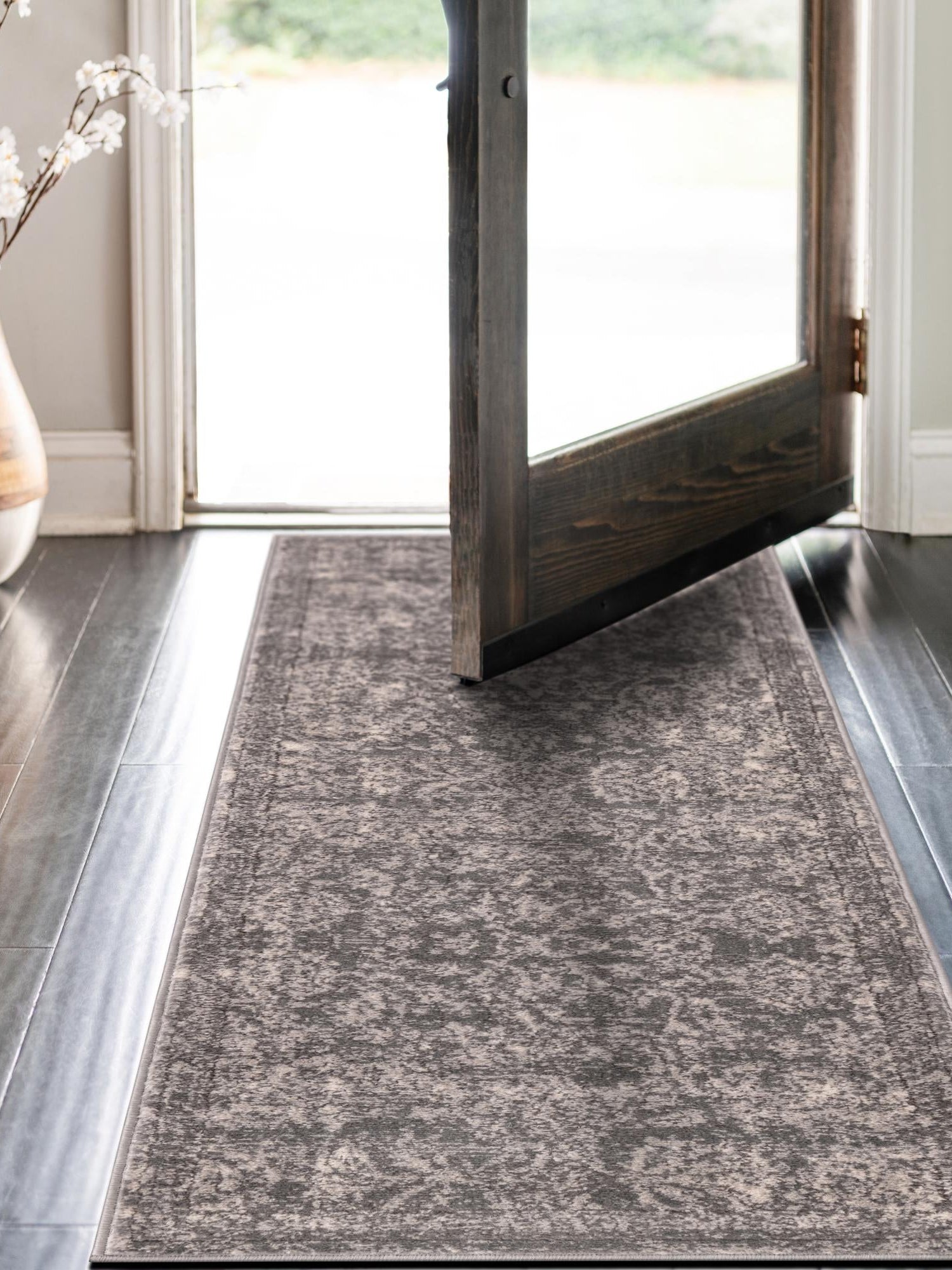 Gray 2' x 6' 1 Portland Runner Area Rug 85% Polypropylene & 15% Polyester Vintage Distressed Traditional Carpet for Home Decor for Sale at Rug Engine