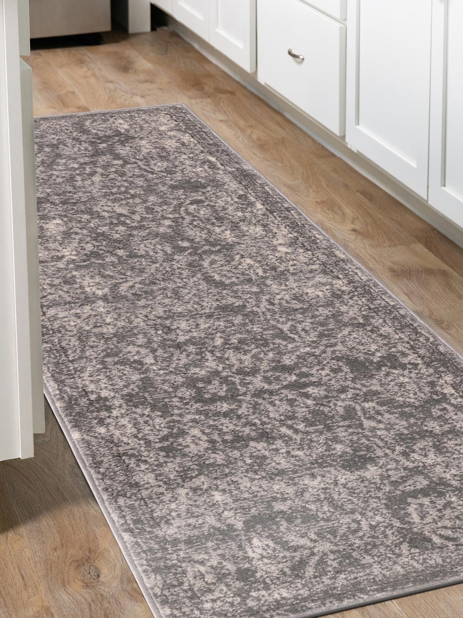 Gray 2' x 6' 1 Portland Runner Area Rug 85% Polypropylene & 15% Polyester Vintage Distressed Traditional Carpet for Home Decor for Sale at Rug Engine