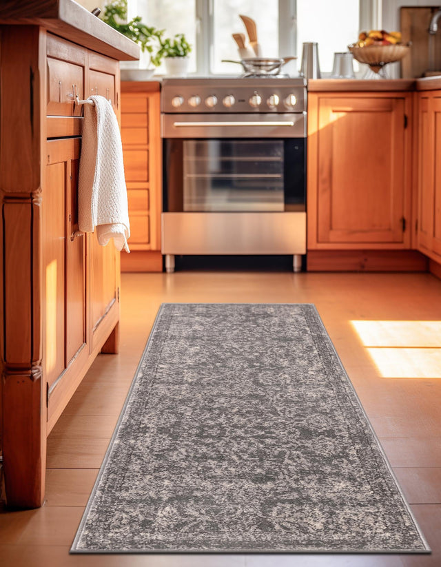 Gray 2' x 8' Portland Runner Area Rug 85% Polypropylene & 15% Polyester Vintage Distressed Traditional Carpet for Home Decor for Sale at Rug Engine