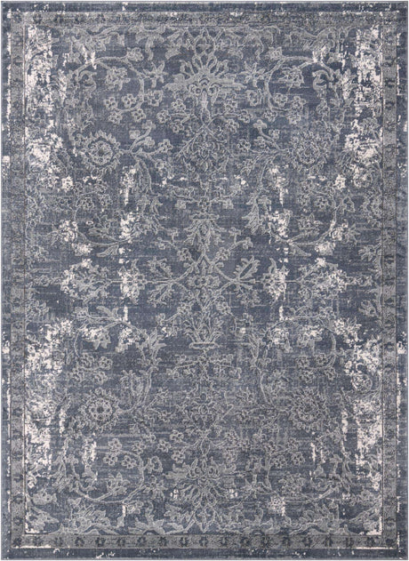 Blue 7' 10 x 11' Portland Rectangle Area Rug 85% Polypropylene & 15% Polyester Vintage Distressed Traditional Carpet for Home Decor for Sale at Rug Engine