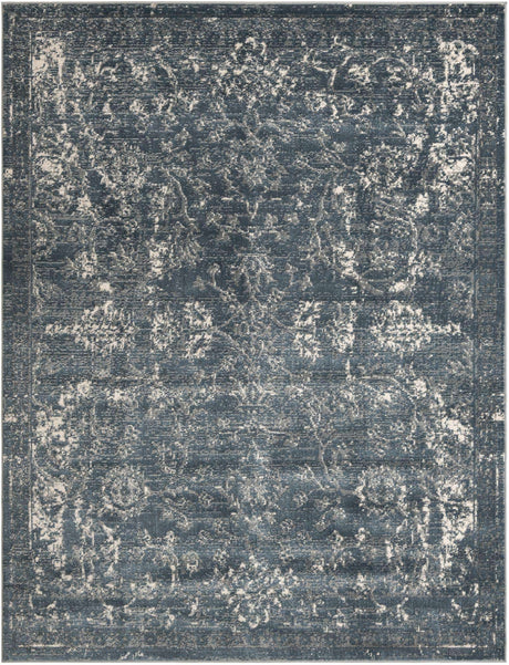 Blue 7' 10 x 10' Portland Rectangle Area Rug 85% Polypropylene & 15% Polyester Vintage Distressed Traditional Carpet for Home Decor for Sale at Rug Engine