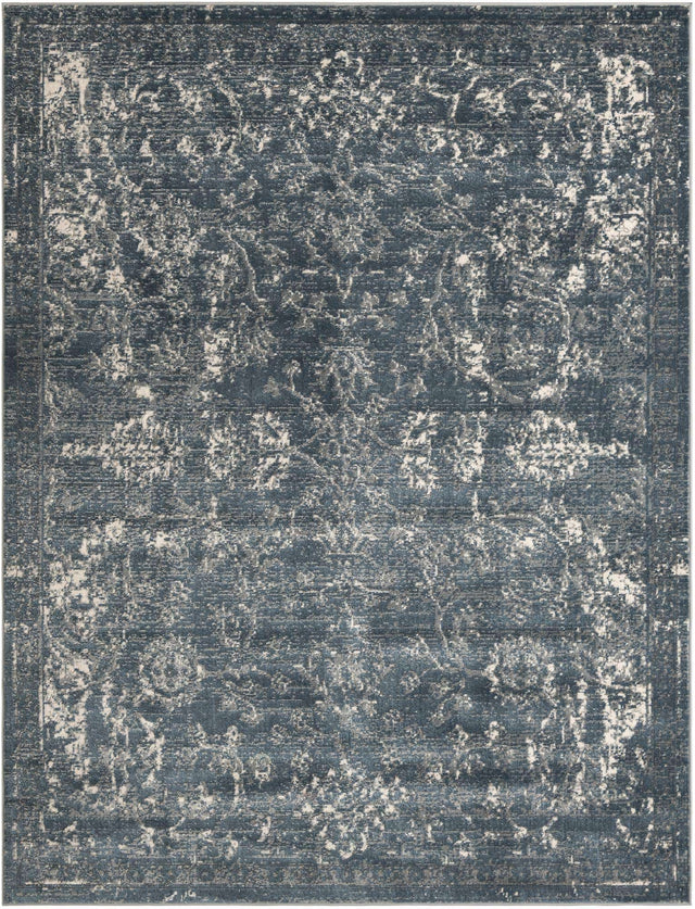 Blue 7' 10 x 10' Portland Rectangle Area Rug 85% Polypropylene & 15% Polyester Vintage Distressed Traditional Carpet for Home Decor for Sale at Rug Engine