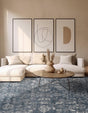 Blue 4' 1 x 4' 1 Portland Square Area Rug 85% Polypropylene & 15% Polyester Vintage Distressed Traditional Carpet for Home Decor for Sale at Rug Engine