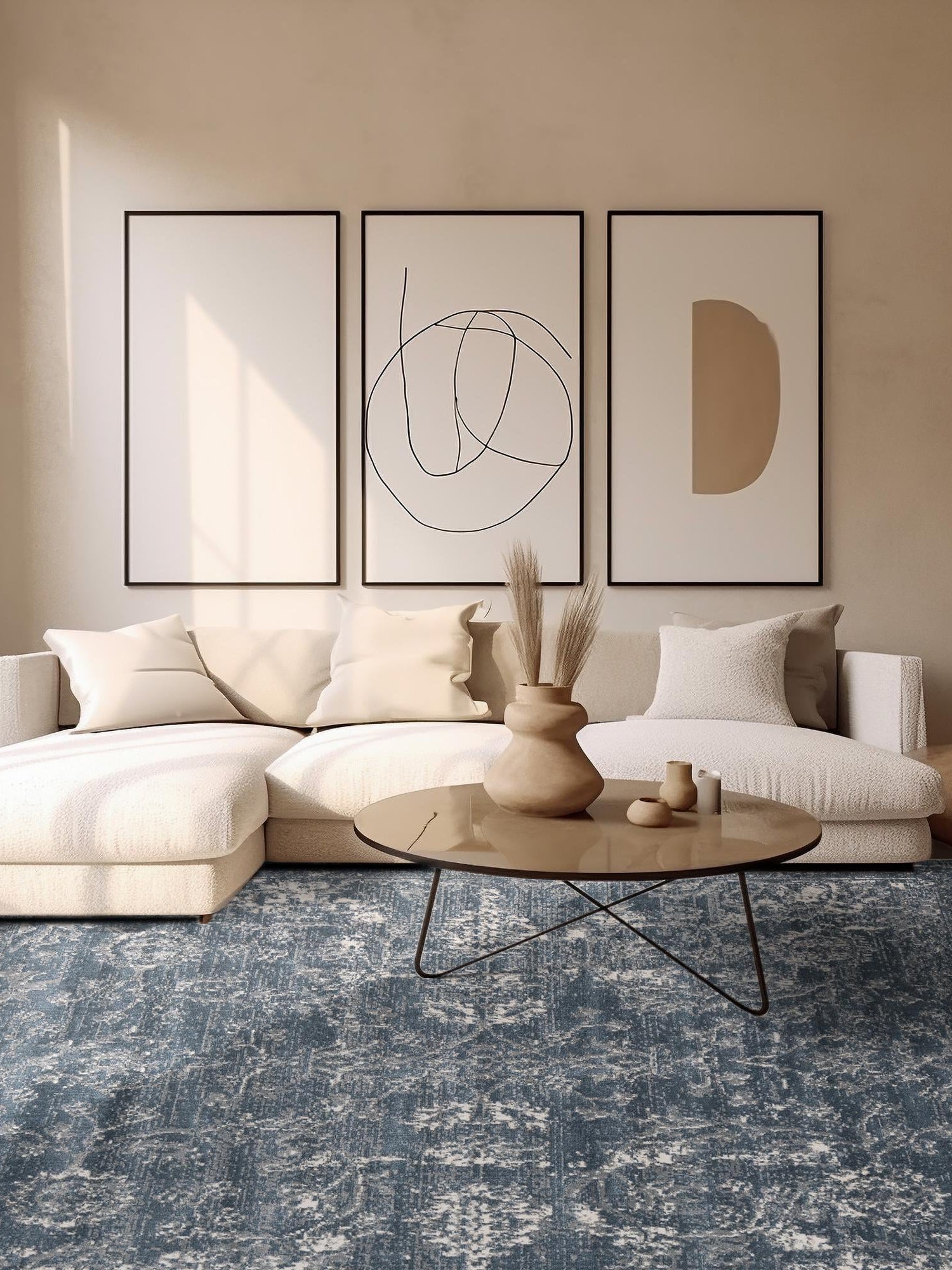 Blue 6' 1 x 6' 1 Portland Square Area Rug 85% Polypropylene & 15% Polyester Vintage Distressed Traditional Carpet for Home Decor for Sale at Rug Engine
