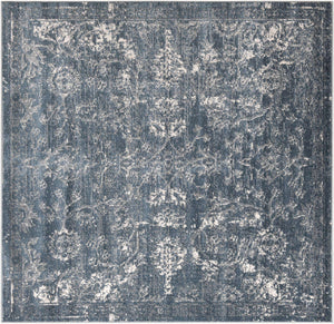 Blue 7' 10 x 7' 10 Portland Square Area Rug 85% Polypropylene & 15% Polyester Vintage Distressed Traditional Carpet for Home Decor for Sale at Rug Engine
