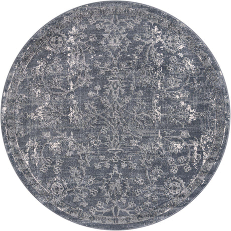 Blue 7' 1 x 7' 1 Portland Round Area Rug 85% Polypropylene & 15% Polyester Vintage Distressed Traditional Carpet for Home Decor for Sale at Rug Engine