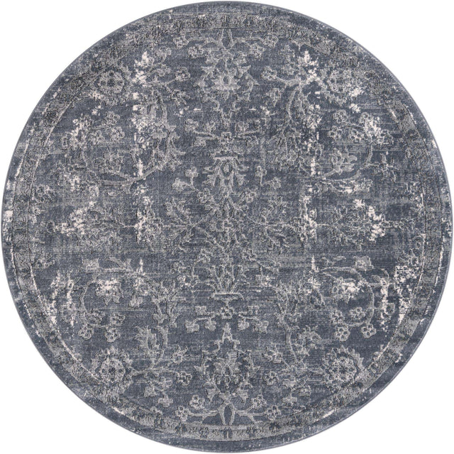 Blue 7' 1 x 7' 1 Portland Round Area Rug 85% Polypropylene & 15% Polyester Vintage Distressed Traditional Carpet for Home Decor for Sale at Rug Engine